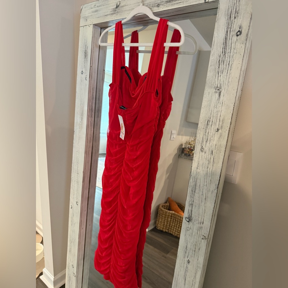 Red Ruched Sleeveless Women’s Dress